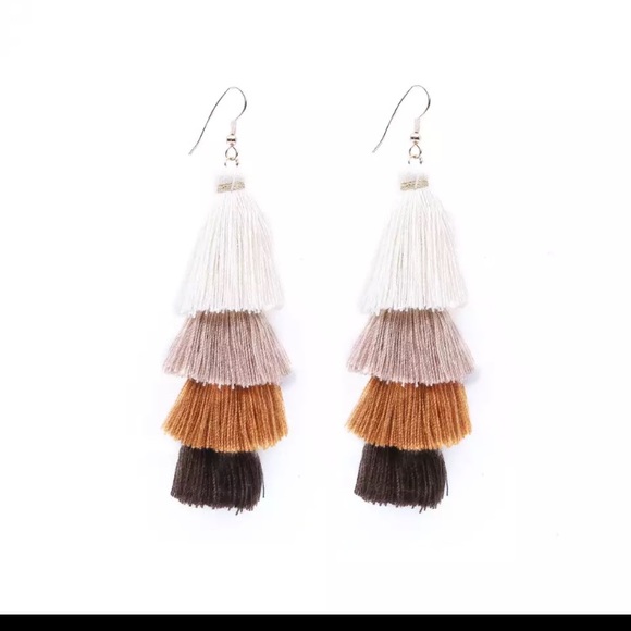 Beautiful Zara Earth Tone Tassel Earrings - Picture 2 of 4